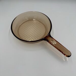 Vision‎ Corning Glass Fry Pan Waffle Base Amber 7" with Handle 11"